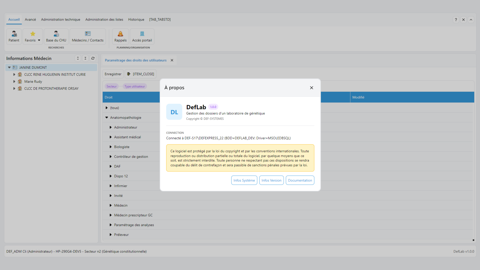 Screenshot of the project DEFLAB - Medical Prescription Management