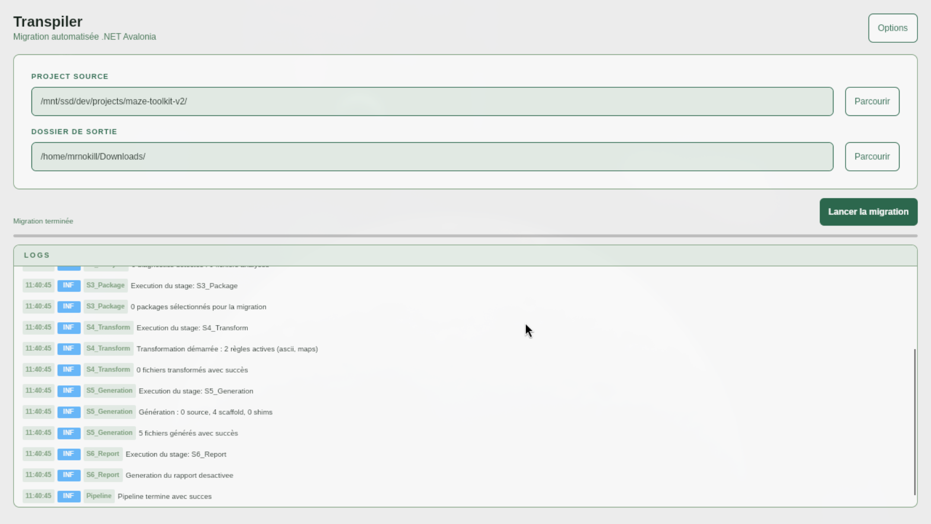 Screenshot of the project Transpiler .NET 10
